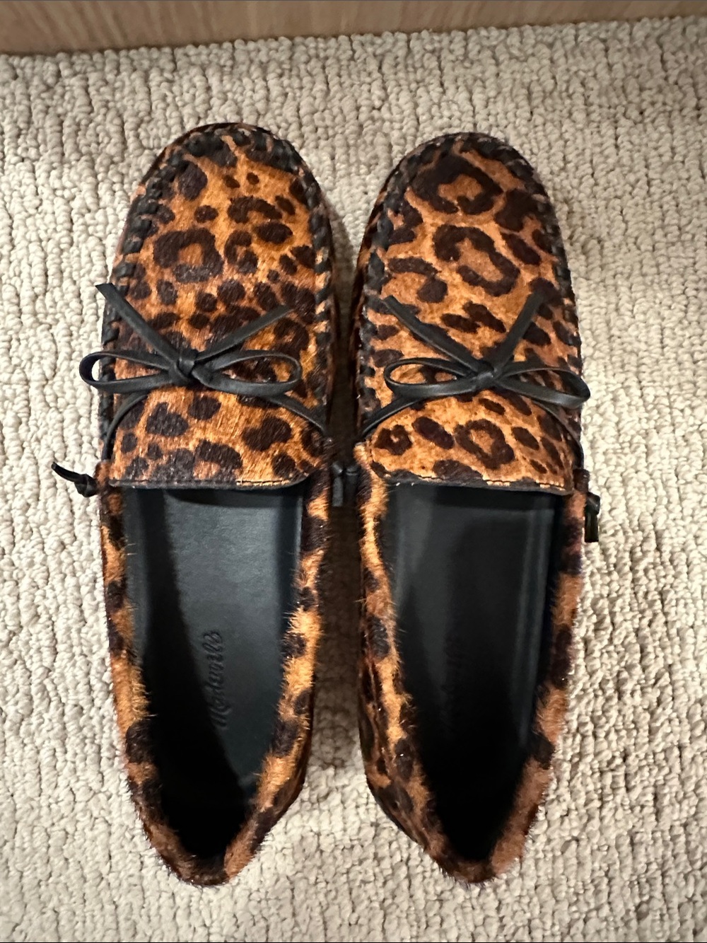 Madewell Leopard-Print calf hair Moccasins in Brown and Black, 8.5 NEW IN BOX